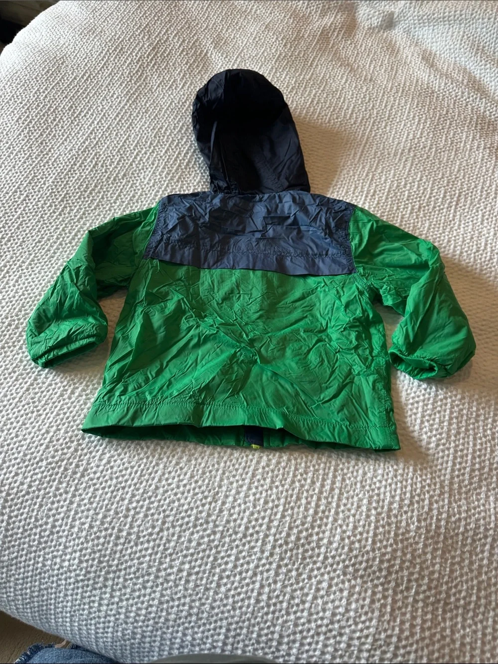 Gymboree Green Hooded Windbreaker with Black & Yellow Accents